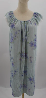 Vintage Sears Nightgown Womens Small Blue Floral Nylon Sleeveless Lace 1960s - Image 1 of 4