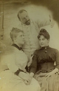 Lucerne? Group Portrait Woman smoking self portrait? Old Cabinet Card Photo 1890 - Imagen 1 de 3