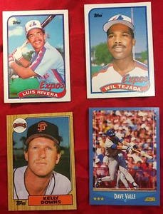 Gemischtes Baseball Lot mit 4 Karten. Kelly Downs. Dave Valle. Wil Tejada. Luis Rivera - Bild 1 von 9