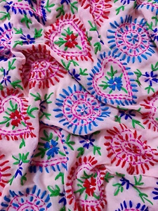 Vintage Handmade Phulkari Dupatta from India | Multicolor Embroidered Georgette - Picture 1 of 10