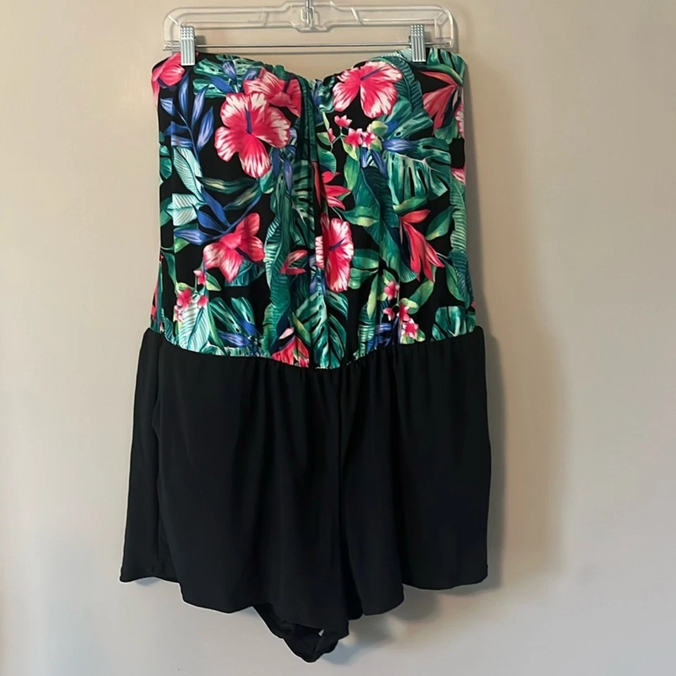 ¡Nuevo! Robby Len Traje de Baño de Una Pieza Vestido de Baño Tropical Floral Talla 18W Foto 1 de 4