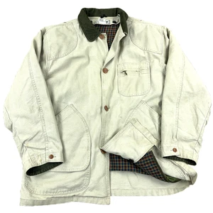 Vintage LL Bean Barn Jacket uomo grande cappotto lavoro velluto a coste collo foderato marrone pesante - Foto 1 di 21