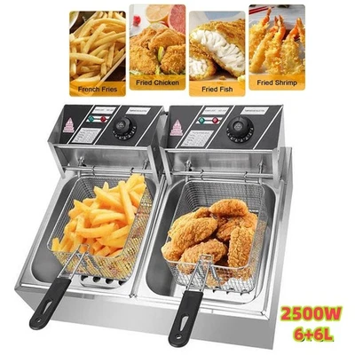 Öl-Friteuse Friteuse 12L Edelstahl 5000W Profi Küche Kaltzonen Fritteuse Fritöse - Bild 1 von 4