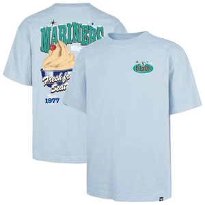 Men's '47 Light Blue Seattle Mariners Ice Cream Parlor Foundation T-Shirt - Picture 1 of 3
