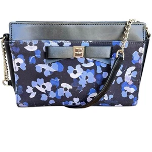 Kate Spade Umhängetasche blau weiß Blumenmuster Sommer Designer Schultertasche - Bild 1 von 17