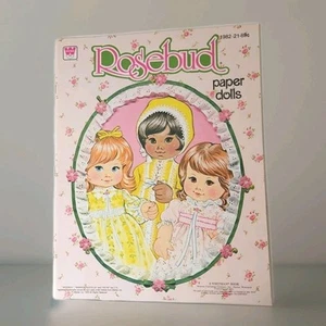 Muñecas de papel Whitman Rosebud 1975 vintage Marissa Stella Silvie sin cortar - Imagen 1 de 2