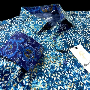 Robert Graham geometrisches abstraktes Blumenmuster tropisch buntes Sportshirt $ 228 2XL - Bild 1 von 13