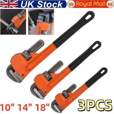 SANHESHUN 3x Adjustable Stilson Pipe Wrench Set Heavy Duty Monkey Pipe Wrench 10" 14" 18"