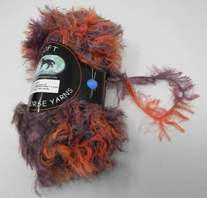 1 Skein Dark Horse SOFT Long Thick Eyelash Yarn #110 Purple Orange 100gr - Picture 1 of 1