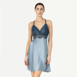 NK IMODE 5694-M319 ALICE FEMININE LOUNGE BUST-SUPPORTCHEMISE IN SLATE SIZE X-SMA - Picture 1 of 6