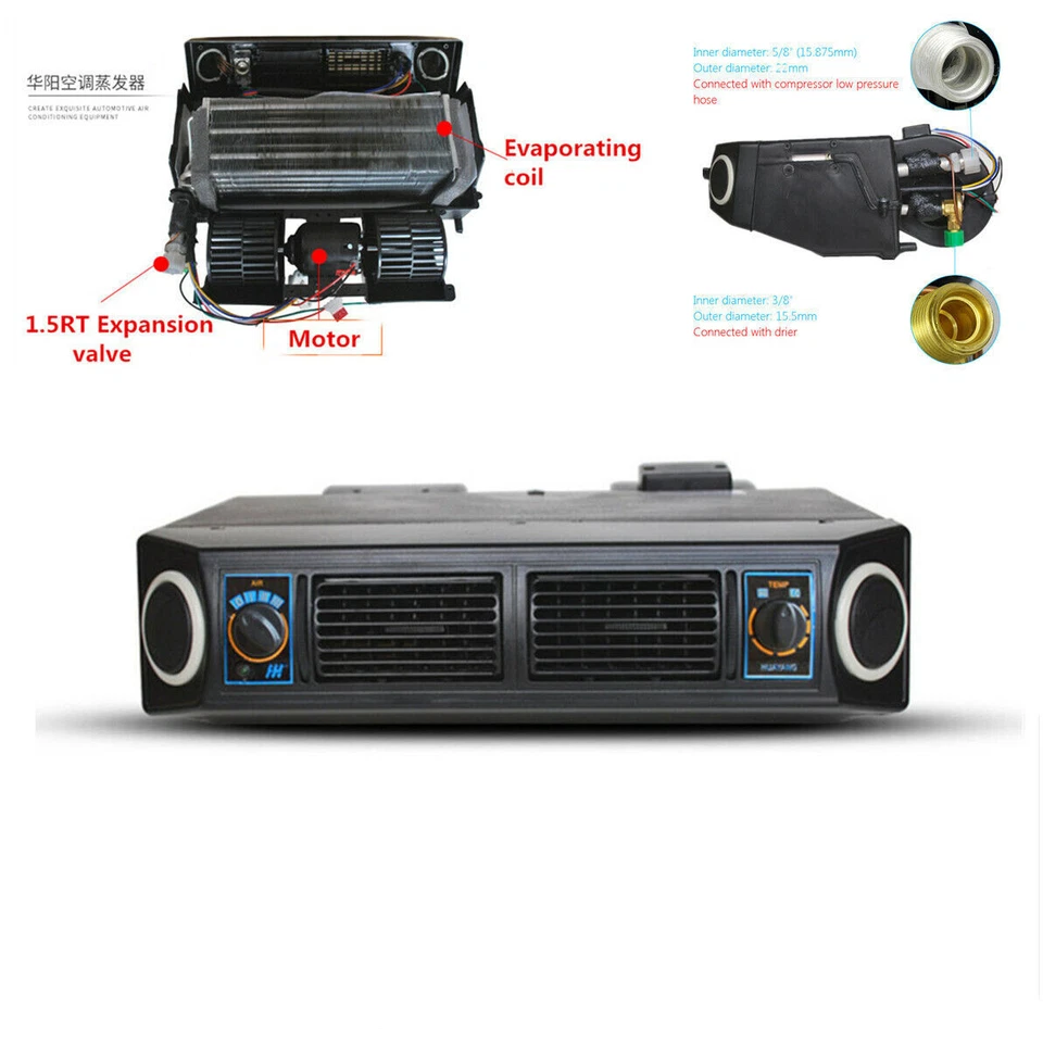 Car 12V A/C 32 Pass Coil Underdash Evaporator Compressor Air Conditioner 3 Speed - Image 1 of 4