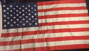 Vintage 3'X5' EMBROIDERED AMERICAN FLAG - MADE IN USA - FMAA CERT. Heavy Duty - Picture 1 of 15