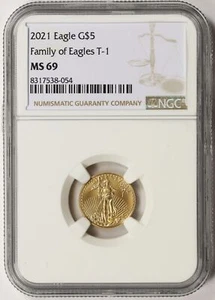 2021 Type 1 $5 Gold 1/10 oz American Eagle NGC MS69 - Picture 1 of 4