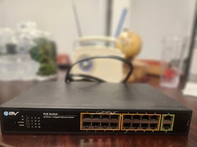 BV POE-SW1602-E  16-Port PoE Switch 100Mbps + 2 Gigabit Uplink Fast Shipping - Image 1 of 3