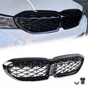 Glossy Black Front Kidney Diamond Grill Grille for 2019-2022 BMW G20 330i M340i - Bild 1 von 9