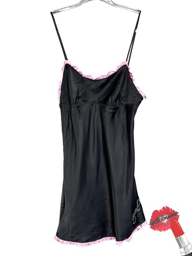 UNDERCOVER Abito Slip Vintage Victorias Secret Angel Donna Medio Nero Bling Y2K Intimi