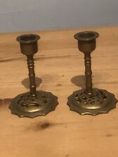 2x Vintage Brass Candlestick Holders/chinese Metal Ornaments Collectable