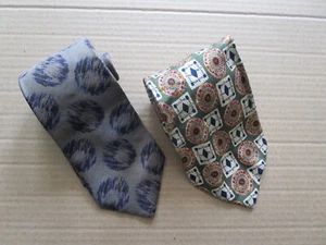 Lot 2 Vintage Guy Laroche 100% All Silk Mens Necktie Tie Designer Abstract Print - Picture 1 of 5