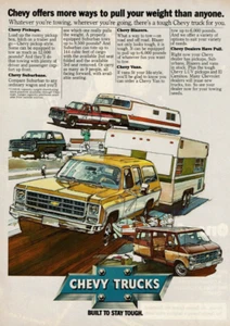 Anuncio impreso vintage 1979 Chevy Trucks ofrece más formas camionetas Suburbans Blazers - Imagen 1 de 2