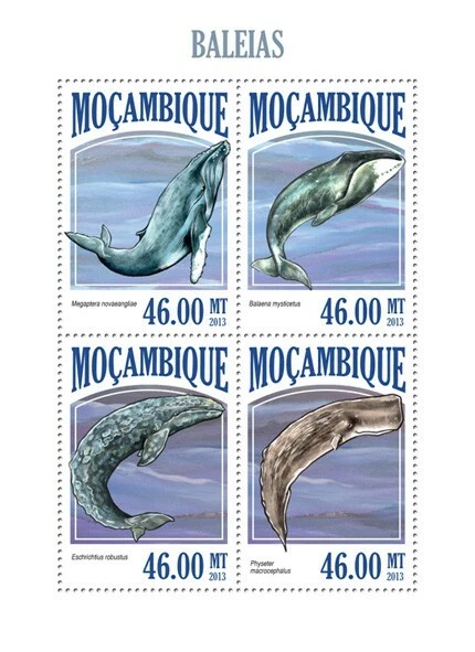 2013 MOZAMBIQUE MNH. WHALES    |  Michel Code: 6827-6830  |  Scott Code: 2968 - Image 1 of 1