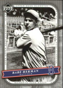 2005 Upper Deck Classics Silver Brooklyn Dodgers Baseball Card #4 Babe Herman