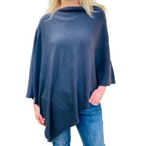 Women's Blue Cotton Knit Pullover Poncho, Brand New, One Size Fits Most, #60013 - Picture 1 of 4