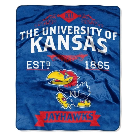 Kansas Jayhawks 50" by 60" Plush Raschel Throw Blanket - NCAA Cover