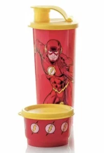 Tupperware The Flash Marvel Design 4 oz Snack Cup & 16 oz Tumbler & Seals New - Picture 1 of 1