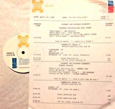 4/18/88 SOLID GOLD SCRAPBOOK'S FLIP SIDE HITS: ELVIS, BEATLES, BEACH BOYS,STONES - Image 1 of 2