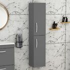 Modern 300mm Wall Hung 2 Door Bathroom Shelf Cupboard Storage Unit Grey Gloss