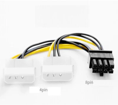 8pin PCIe auf 2x 4 Pin Molex Grafikkarte Stromkabel PCIe Stromadapter Kabel - Bild 1 von 4
