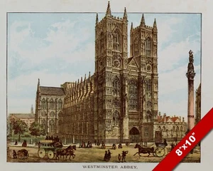 WESTMINSTER ABBEY LONDON VECCHIA INGHILTERRA INGLESE REGNO UNITO 1800 ARTE QUADRO STAMPA TELA - Foto 1 di 5