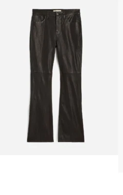 Pantalones de longitud completa Madewell para mujer $495 Kick Out en cuero negro talla 33 NS288 Foto 1 de 4