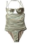 ISA BOULDER Swimsuit Cutout Ripple Metallic Gold Swimming Costume S NEW RRP 240