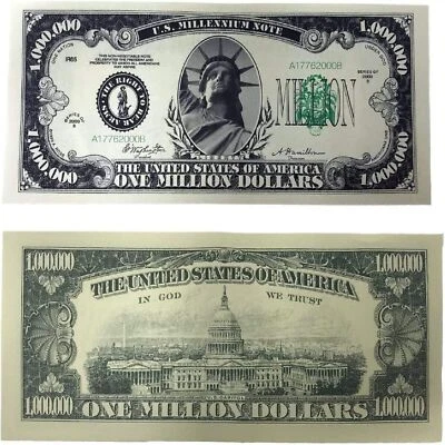 100 CLASSIC MILLION DOLLAR NOVELTY FAKE PLAY JOKE MONEY BILLS - Image 1 of 4