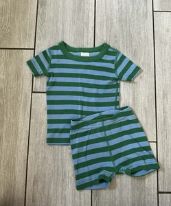 Hanna Andersson grün und blau gestreift Kleinkind Pyjama kurz Set 18-24 Monate - Bild 1 von 6