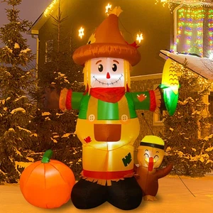 6FT Thanksgiving Inflatable Scarecrow Decoration, Blow Up Outdoor Yard Decor,... - Picture 1 of 7