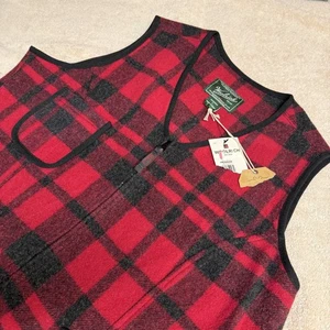Woolrich Ruby Women's Size Large Red Black Buffalo Plaid Wool Zip Vest NEW - Picture 1 of 18