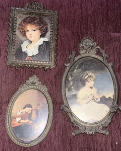 Set 3 piccole cornici vintage italiane in metallo stile vittoriano vedi foto - Foto 1 di 19