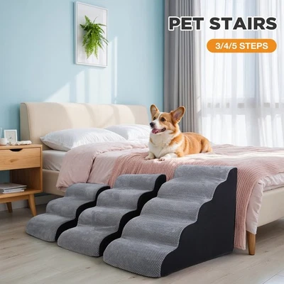 3/4/5 Dog Ramp Pet Stairs Steps High Bed and Couch Sofa Non-Slip Washable Cover - image 1 of 4