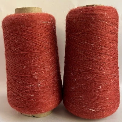 Lot 2 Spool Cone Peru Cobweb Soft Baby Alpaca/Linen Yarn 1lb3oz 544g 8006 Red MX - Image 1 of 4