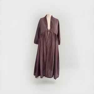 Natural Life Boho Cotton Coverup Duster Brown Tie Front XS / S Lagenlook Boho - Picture 1 of 8