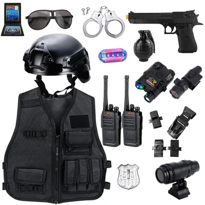Chaleco Swat para Niño, Disfraz de Policía para Niños, Casco Táctico con Walkie Talk... Foto 1 de 4