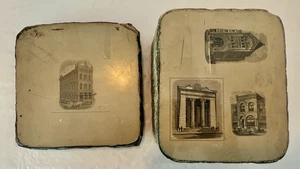 2 antike architektonische Lithographie Drucksteine 1819 1830 1 2-seitig 1 gerissen - Bild 1 von 24