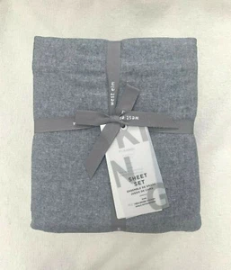New West Elm Flannel Sheet Set King Graphite Gray - Picture 1 of 3
