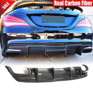 Real Carbon Rear Bumper Lip Diffuser For Benz W117 C117 CLA250 CLA45 2013-2019 - Picture 1 of 13