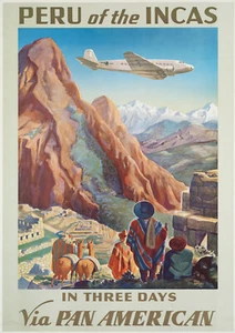 Airline Poster - Peru / Incas / Pan Am - 1930s - Vintage Reprint A4 Wall Art - Foto 1 di 1