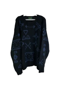 Vintage 90s J. Crew Mens XL Linen Navajo Western Knit Crewneck Sweater - Picture 1 of 7