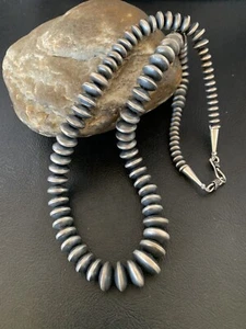 Navajo Perle abgestuft Rondell Sterlingsilber Perlenkette 20" 11807 - Bild 1 von 12