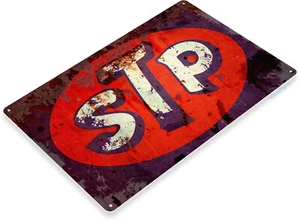STP Motor Oil Logo Gas Station Garage Retro Rustic Wall Decor Large Metal Sign - Picture 1 of 4